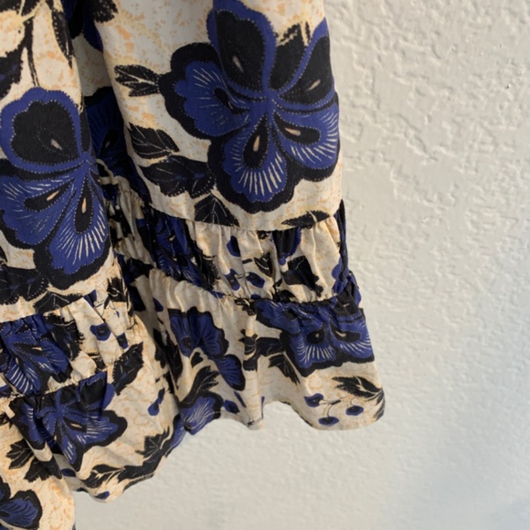 Ulla Johnson Capsule Collection Celia Dress Size 8 Lapis Floral Blue Ivory Boho - Picture 9 of 14